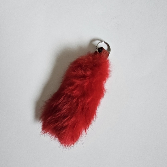 Red Rabbit Fur Keychain Accessory Lucky - Picture 3 of 4